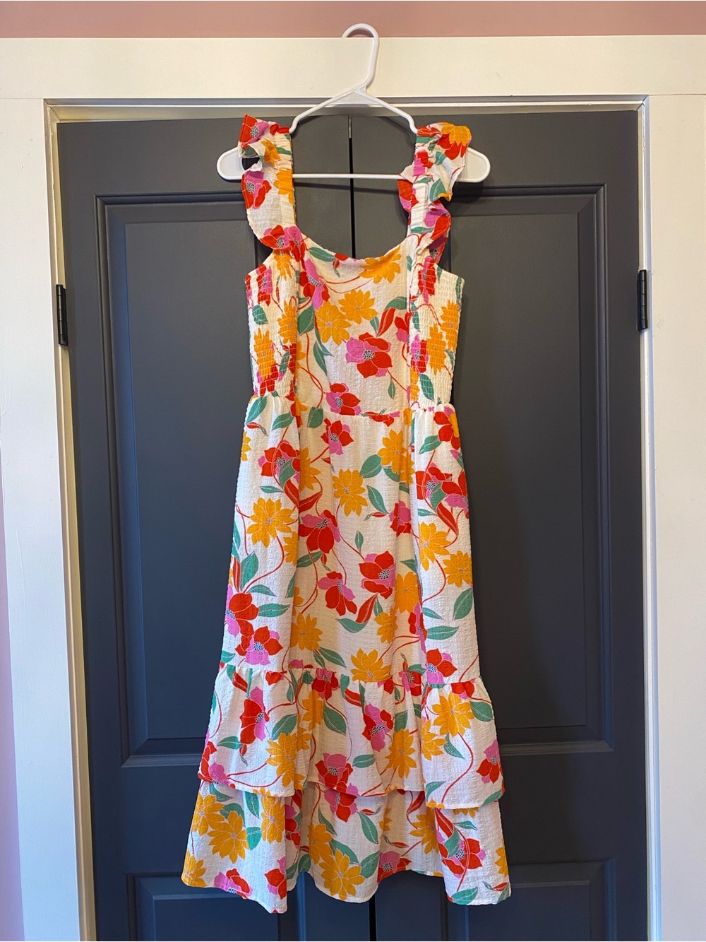 Draper James Floral Ruffle Strap Midi Dress